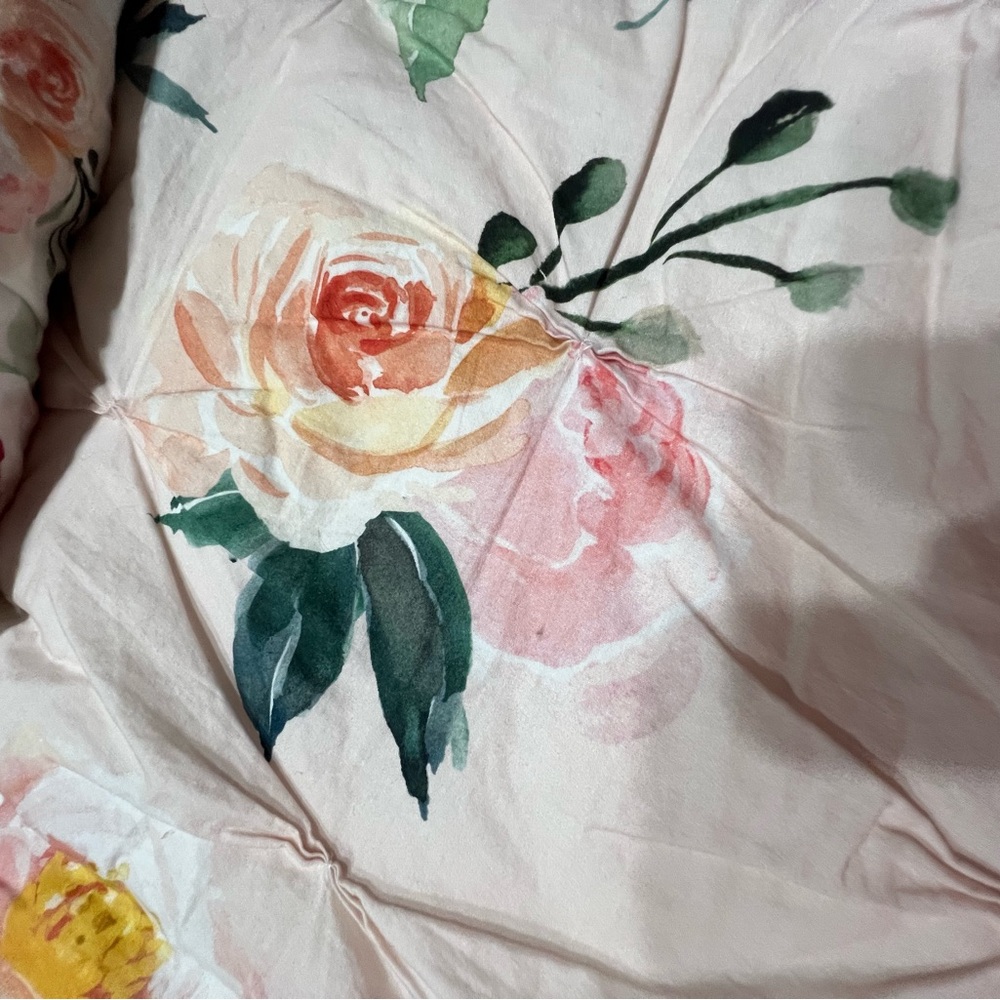 Source Unknown Floral 3pc Comforter Set in Pink and Cream - Picture 2 of 7